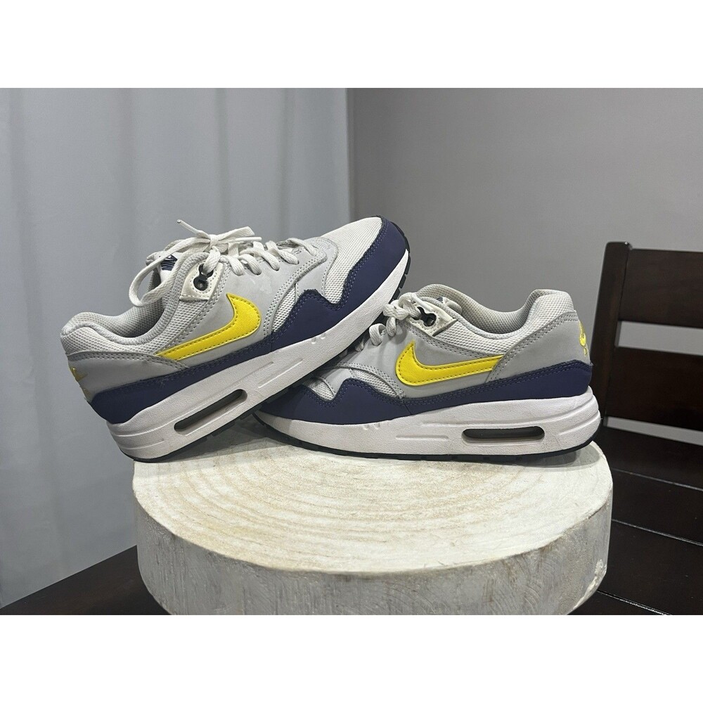 Nike Air Max 1 GS Blue Recall Tour Yellow White DZ3307-107 Youth Size 4.5Y Shoes